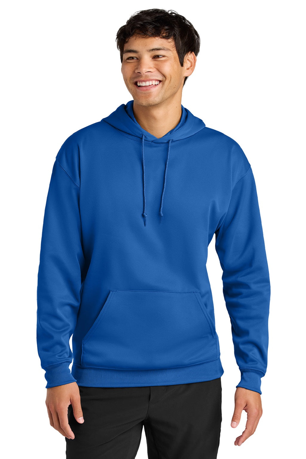 A4 A4N4279 Mens Sprint Tech Fleece Hooded Sweatshirt w/ Pouch Pocket Royal Blue Model Front