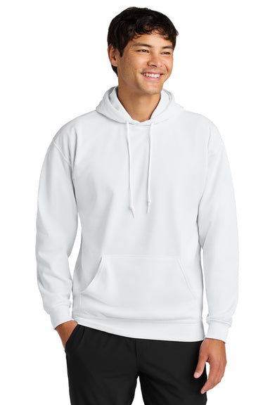 A4 A4N4279 Mens Sprint Tech Fleece Hooded Sweatshirt w/ Pouch Pocket White Model Front