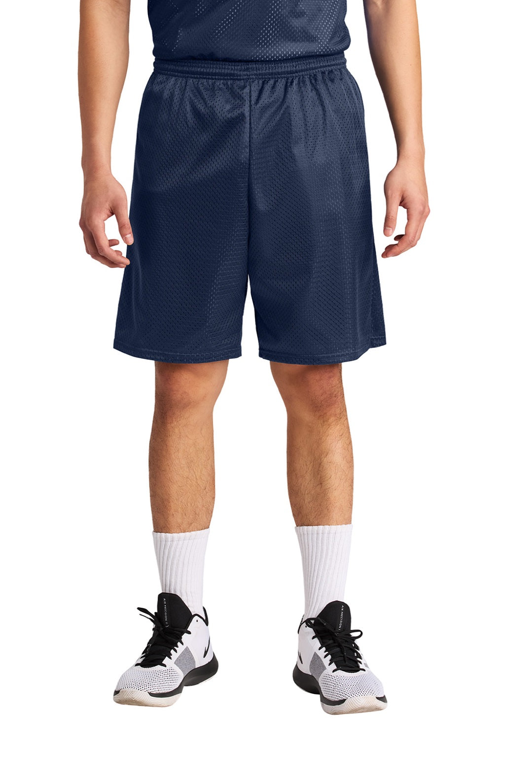 A4 A4N5296 Mens Moisture Wicking Tricot Mesh Shorts Navy Blue Model Front