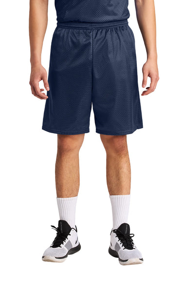 A4 A4N5296 Mens Moisture Wicking Tricot Mesh Shorts Navy Blue Model Front