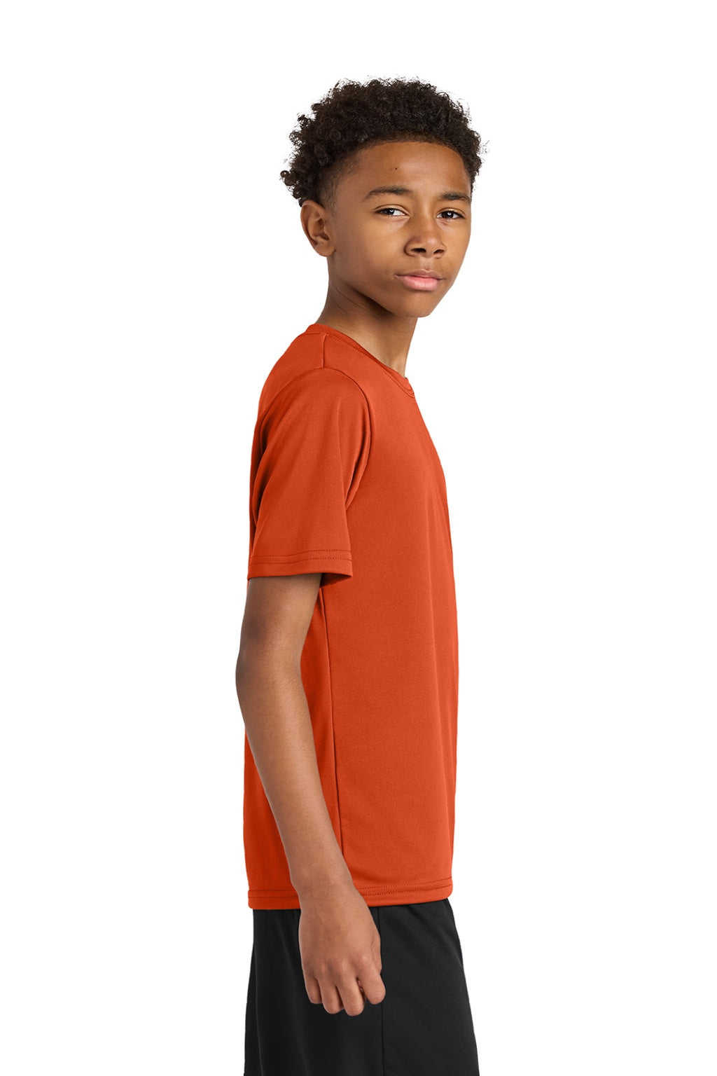 A4 A4NB3142 Youth Performance Moisture Wicking Short Sleeve Crewneck T-Shirt Athletic Orange Model Side