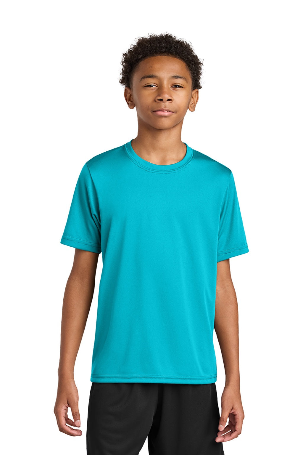 A4 A4NB3142 Youth Performance Moisture Wicking Short Sleeve Crewneck T-Shirt Electric Blue Model Front