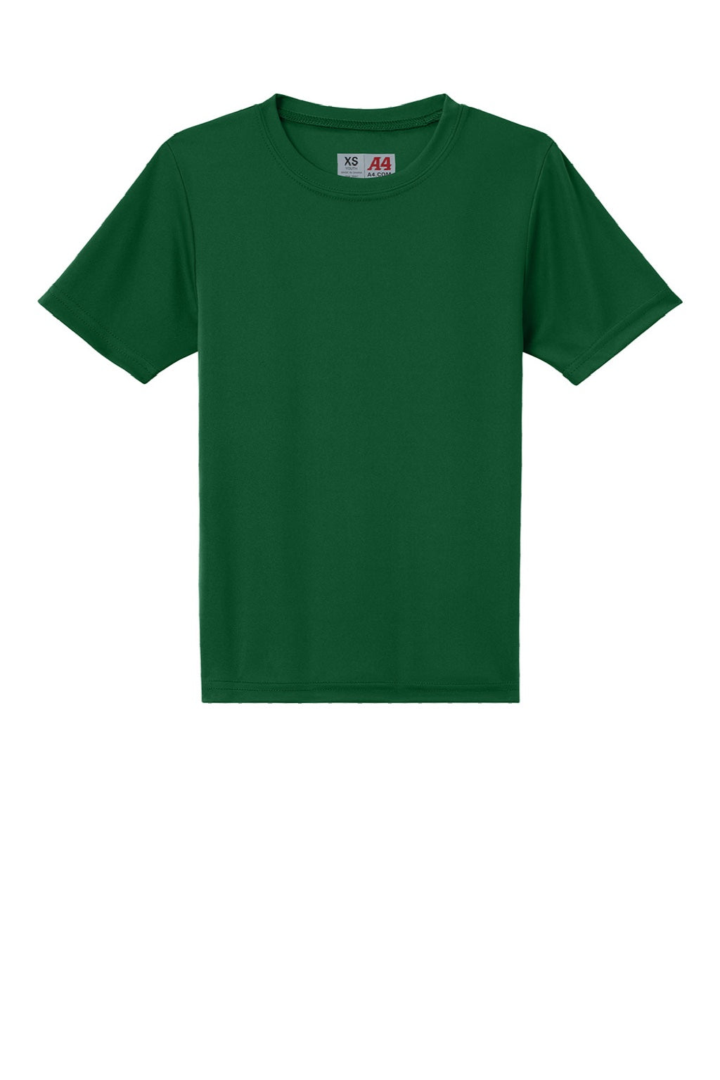 A4 A4NB3142 Youth Performance Moisture Wicking Short Sleeve Crewneck T-Shirt Forest Green Flat Front