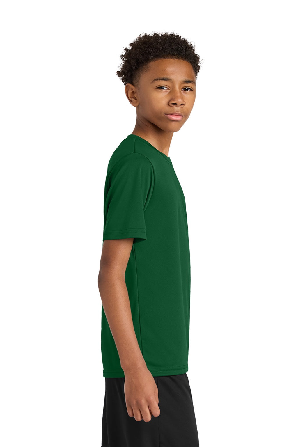 A4 A4NB3142 Youth Performance Moisture Wicking Short Sleeve Crewneck T-Shirt Forest Green Model Side