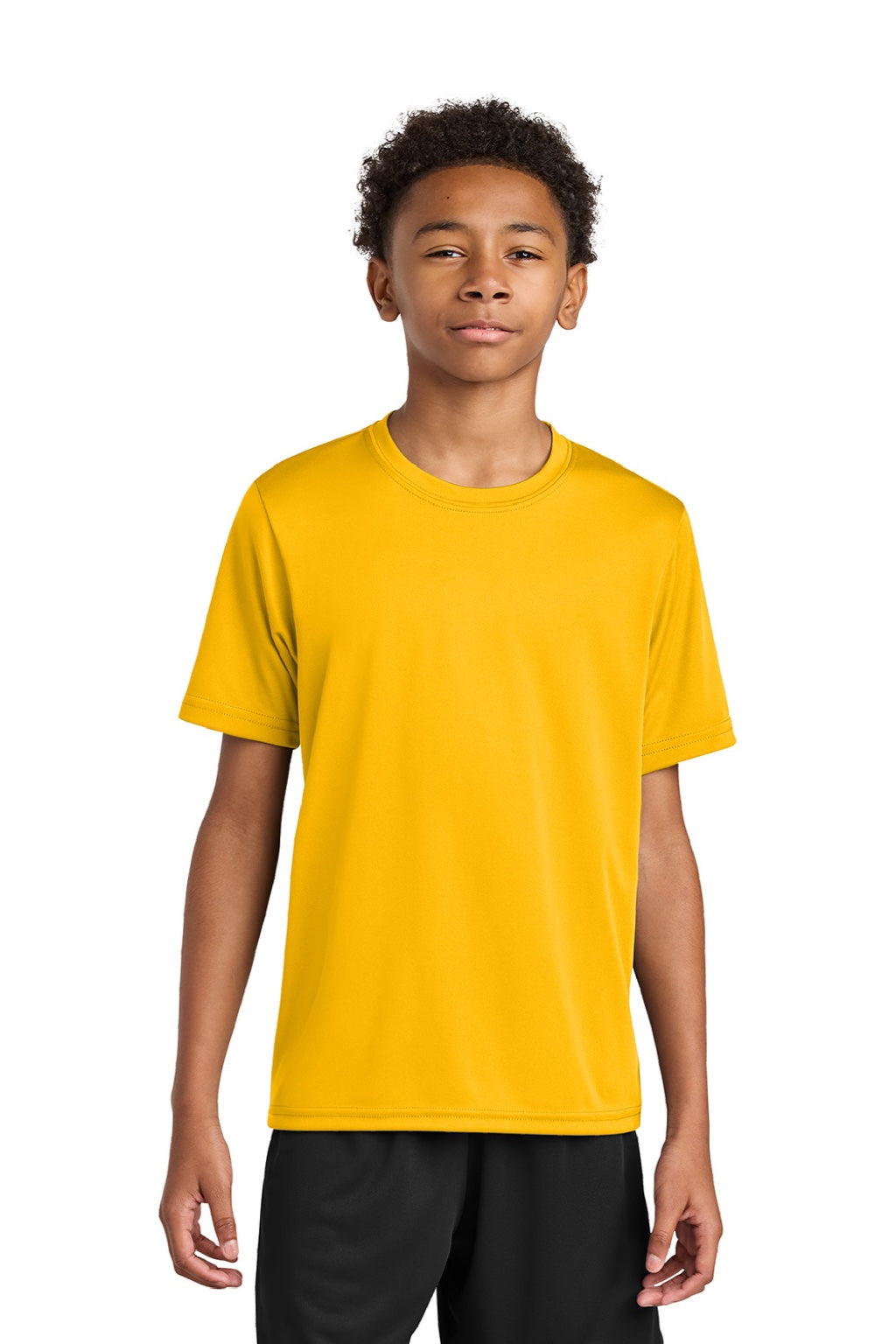 A4 A4NB3142 Youth Performance Moisture Wicking Short Sleeve Crewneck T-Shirt Gold Model Front