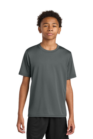 A4 A4NB3142 Youth Performance Moisture Wicking Short Sleeve Crewneck T-Shirt Graphite Grey Model Front