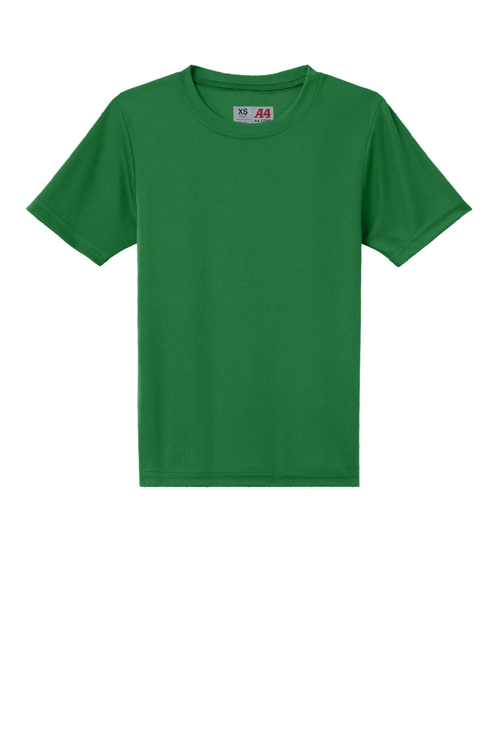 A4 A4NB3142 Youth Performance Moisture Wicking Short Sleeve Crewneck T-Shirt Kelly Green Flat Front