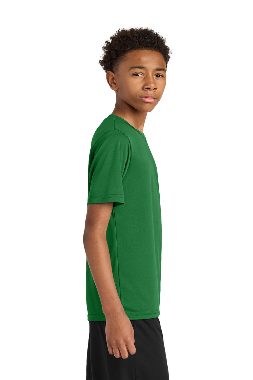 A4 A4NB3142 Youth Performance Moisture Wicking Short Sleeve Crewneck T-Shirt Kelly Green Model Side