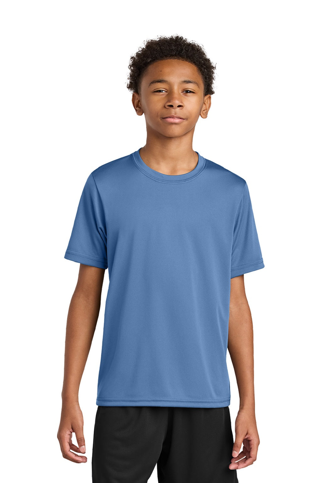 A4 A4NB3142 Youth Performance Moisture Wicking Short Sleeve Crewneck T-Shirt Light Blue Model Front