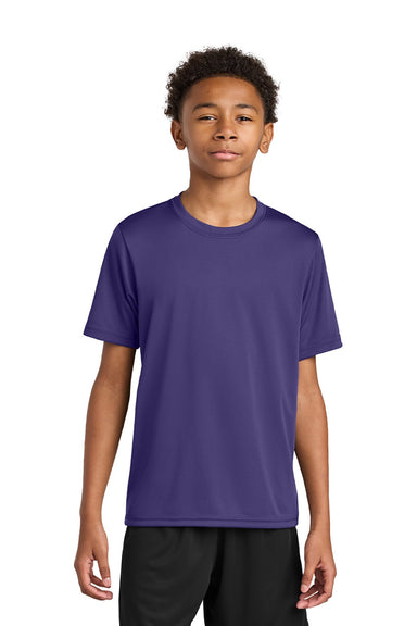 A4 A4NB3142 Youth Performance Moisture Wicking Short Sleeve Crewneck T-Shirt Purple Model Front