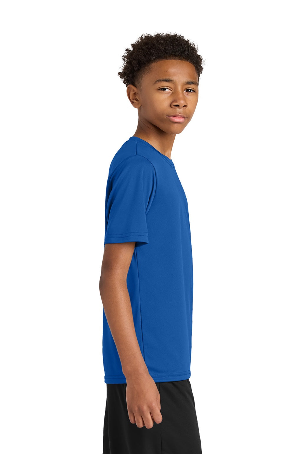 A4 A4NB3142 Youth Performance Moisture Wicking Short Sleeve Crewneck T-Shirt Royal Blue Model Side