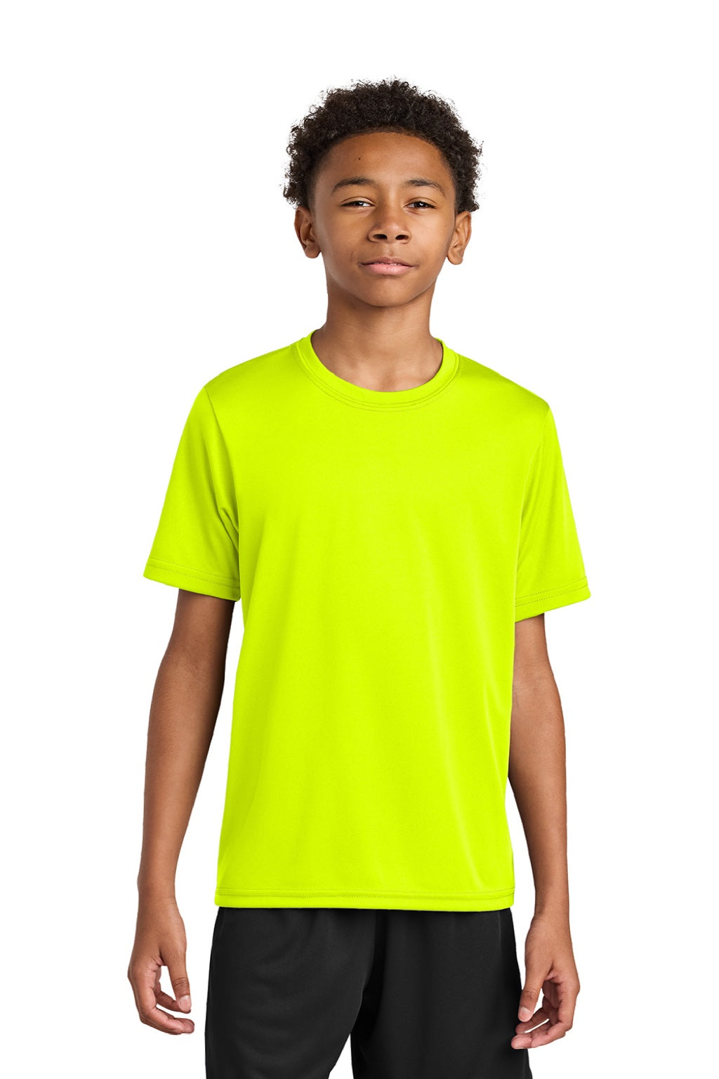 A4 A4NB3142 Youth Performance Moisture Wicking Short Sleeve Crewneck T-Shirt Safety Yellow Model Front