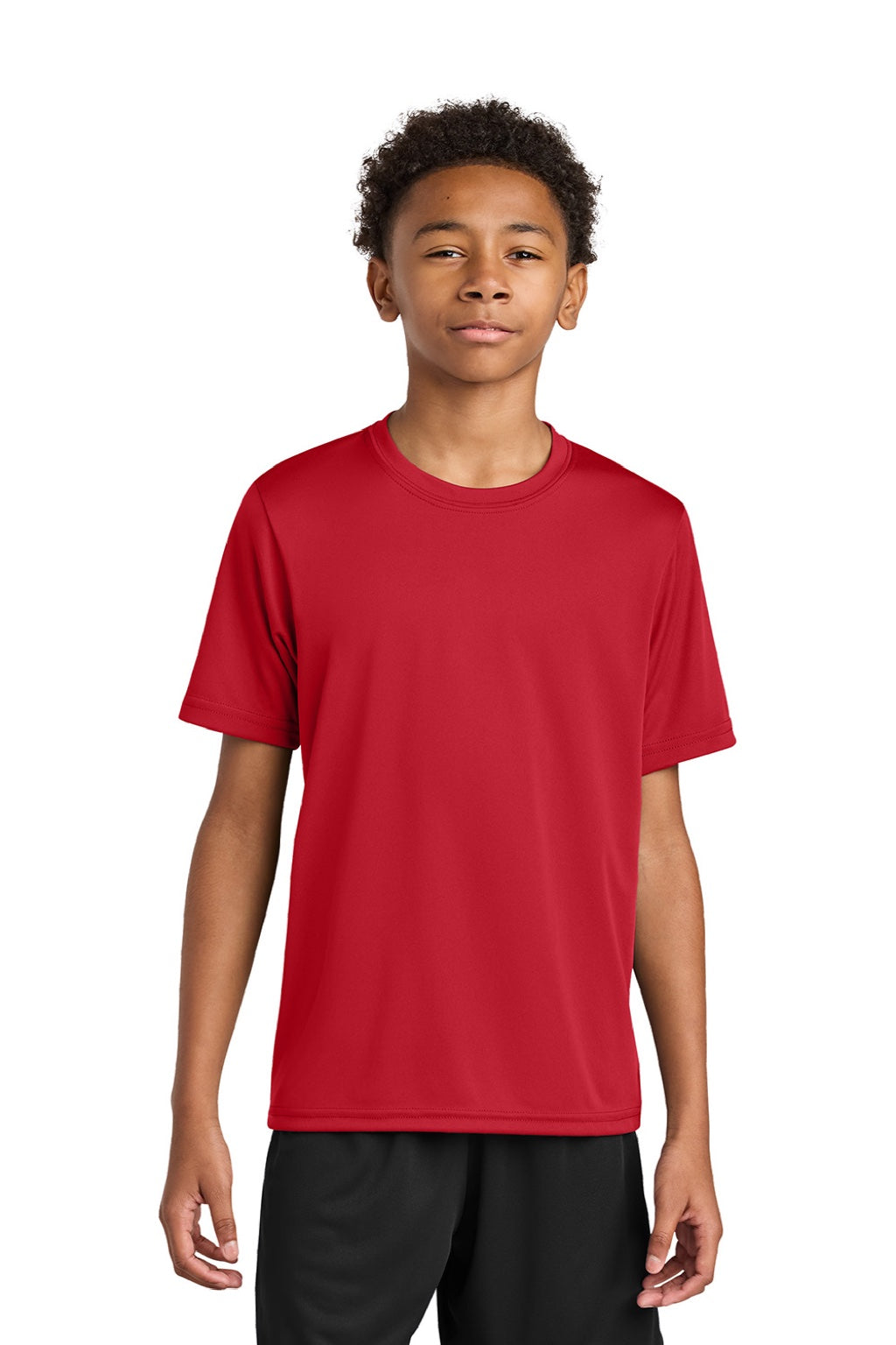 A4 A4NB3142 Youth Performance Moisture Wicking Short Sleeve Crewneck T-Shirt Scarlet Red Model Front