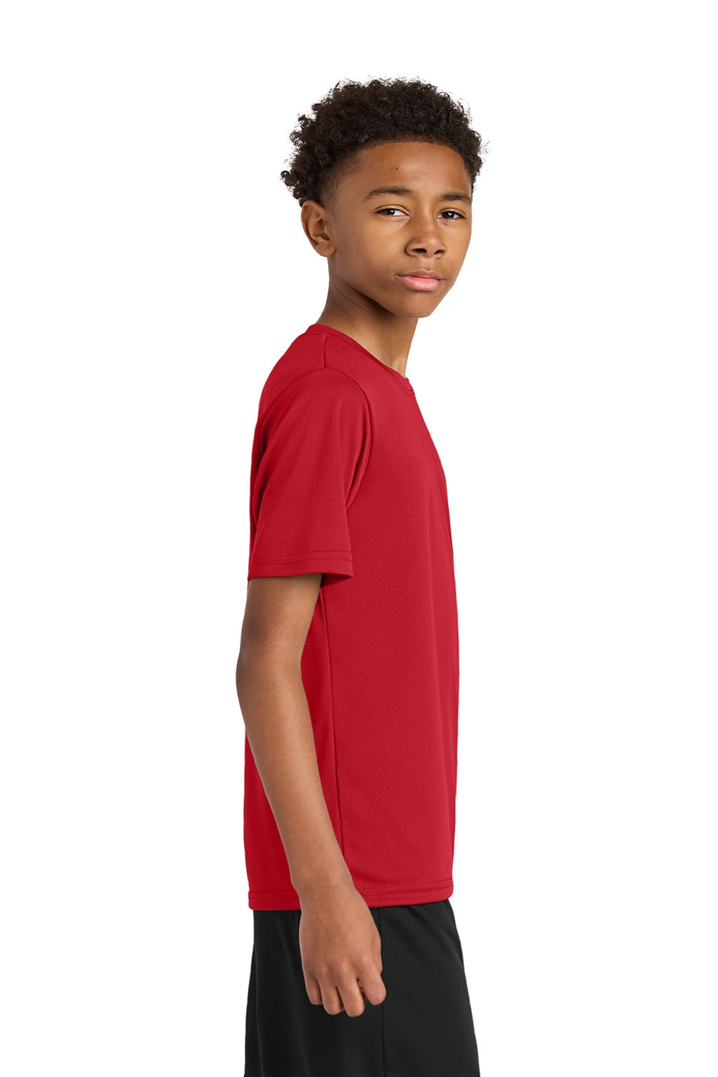 A4 A4NB3142 Youth Performance Moisture Wicking Short Sleeve Crewneck T-Shirt Scarlet Red Model Side