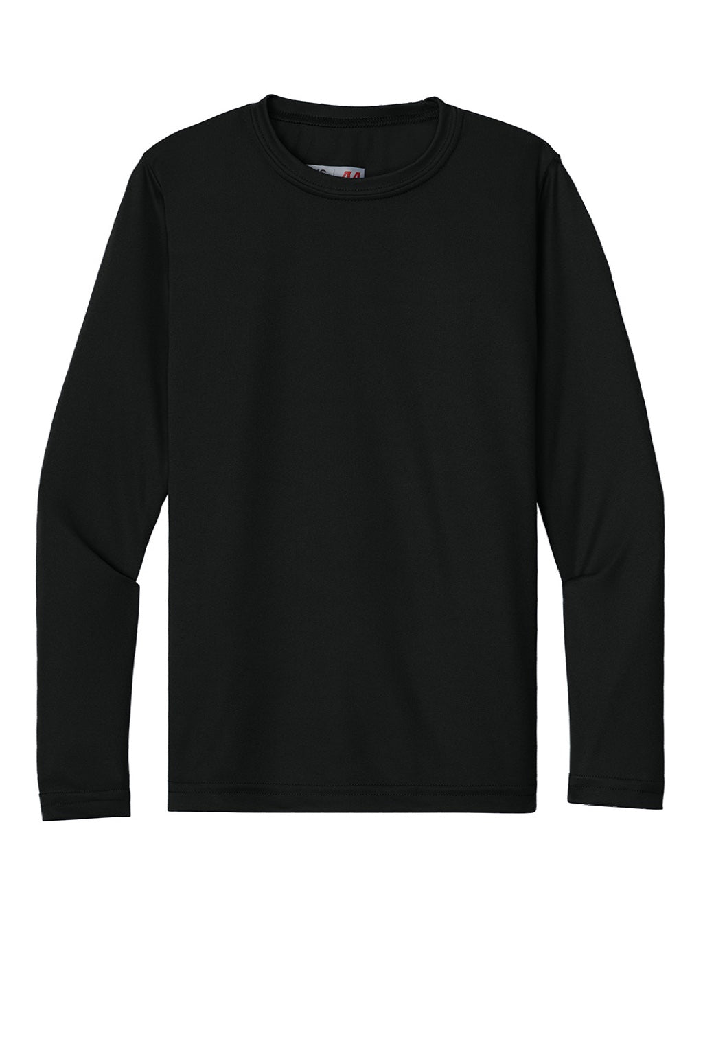 A4 A4NB3165 Youth Cooling Performance Long Sleeve Crewneck T-Shirt Black Flat Front