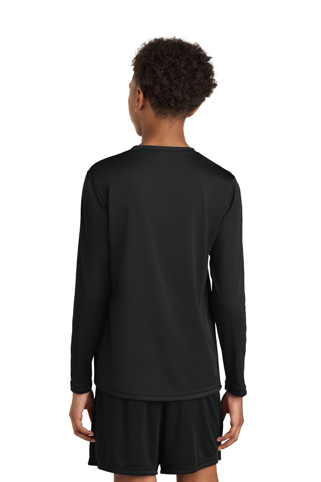 A4 A4NB3165 Youth Cooling Performance Long Sleeve Crewneck T-Shirt Black Model Back