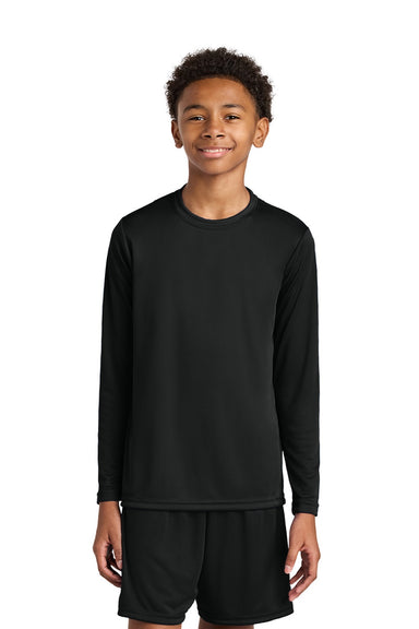 A4 A4NB3165 Youth Cooling Performance Long Sleeve Crewneck T-Shirt Black Model Front