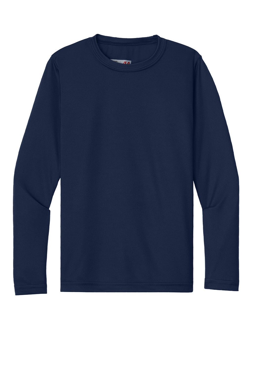 A4 A4NB3165 Youth Cooling Performance Long Sleeve Crewneck T-Shirt Navy Blue Flat Front
