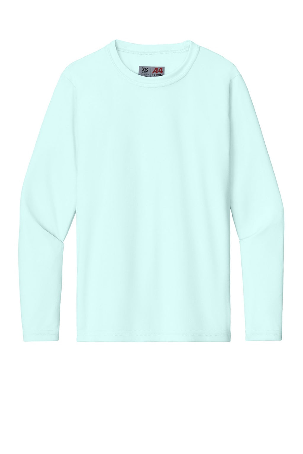 A4 A4NB3165 Youth Cooling Performance Long Sleeve Crewneck T-Shirt Pastel Blue Flat Front