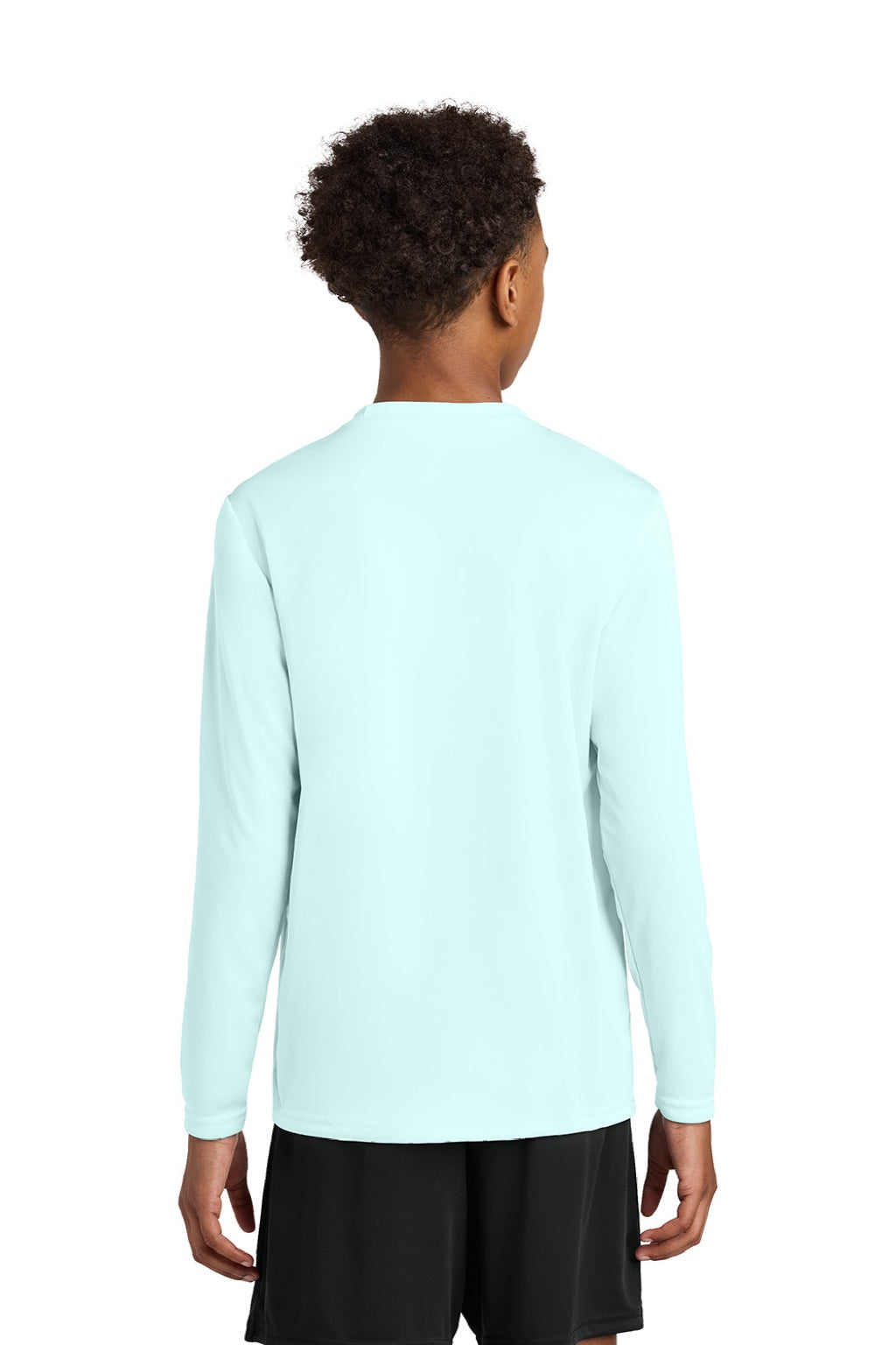 A4 A4NB3165 Youth Cooling Performance Long Sleeve Crewneck T-Shirt Pastel Blue Model Back