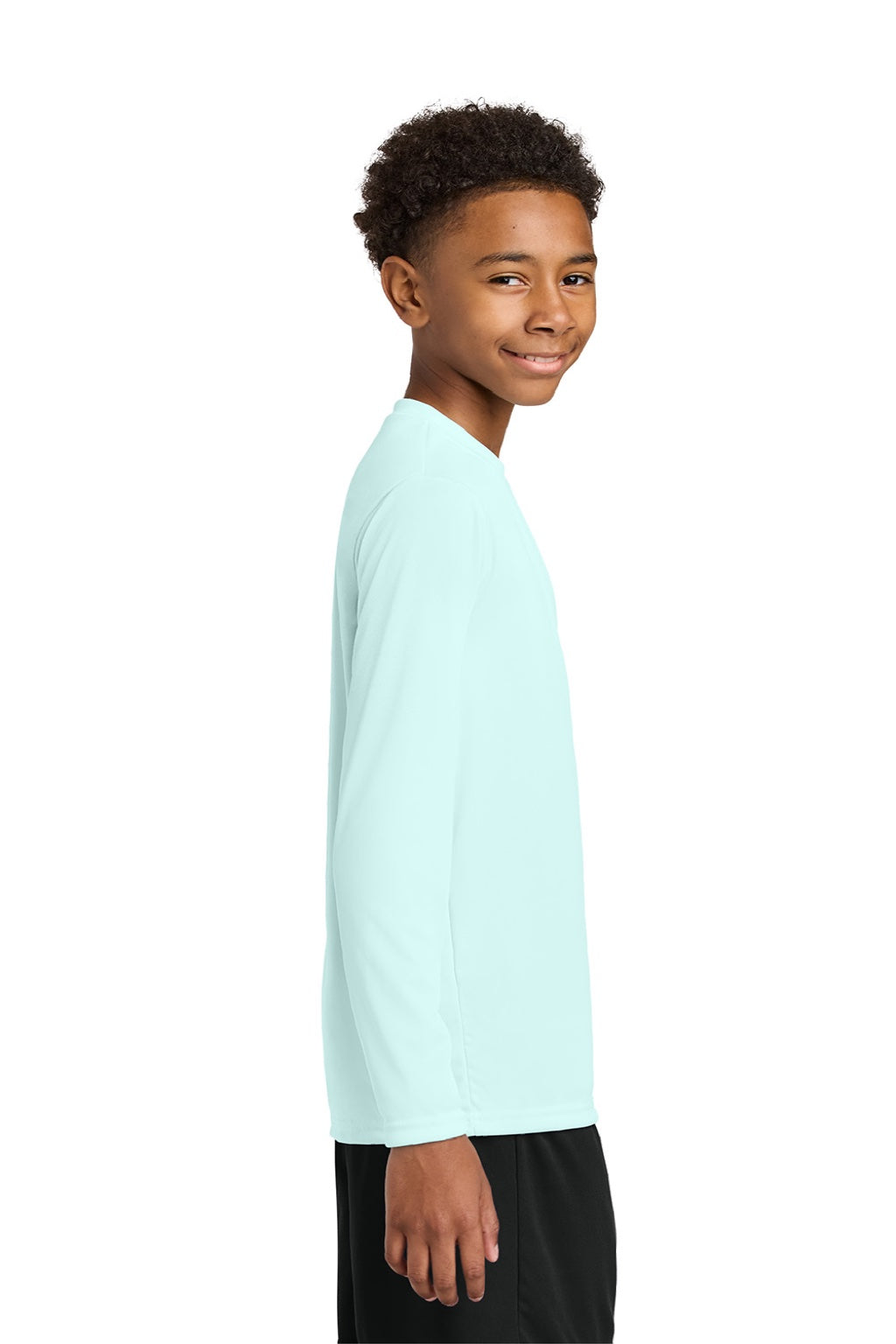 A4 A4NB3165 Youth Cooling Performance Long Sleeve Crewneck T-Shirt Pastel Blue Model Side