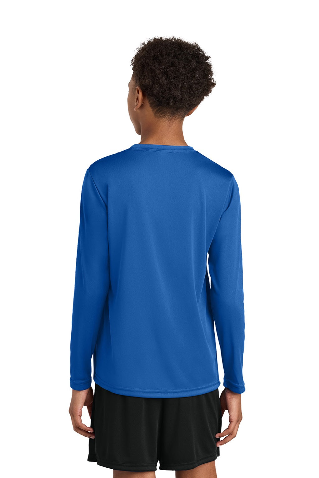 A4 A4NB3165 Youth Cooling Performance Long Sleeve Crewneck T-Shirt Royal Blue Model Back