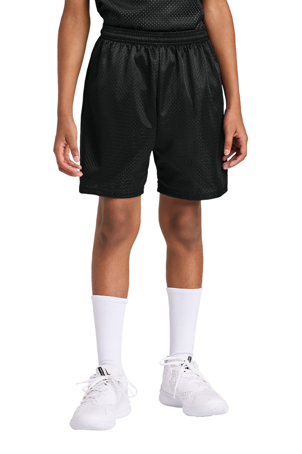 A4 A4NB5301 Youth Moisture Wicking Mesh Shorts Black Model Front