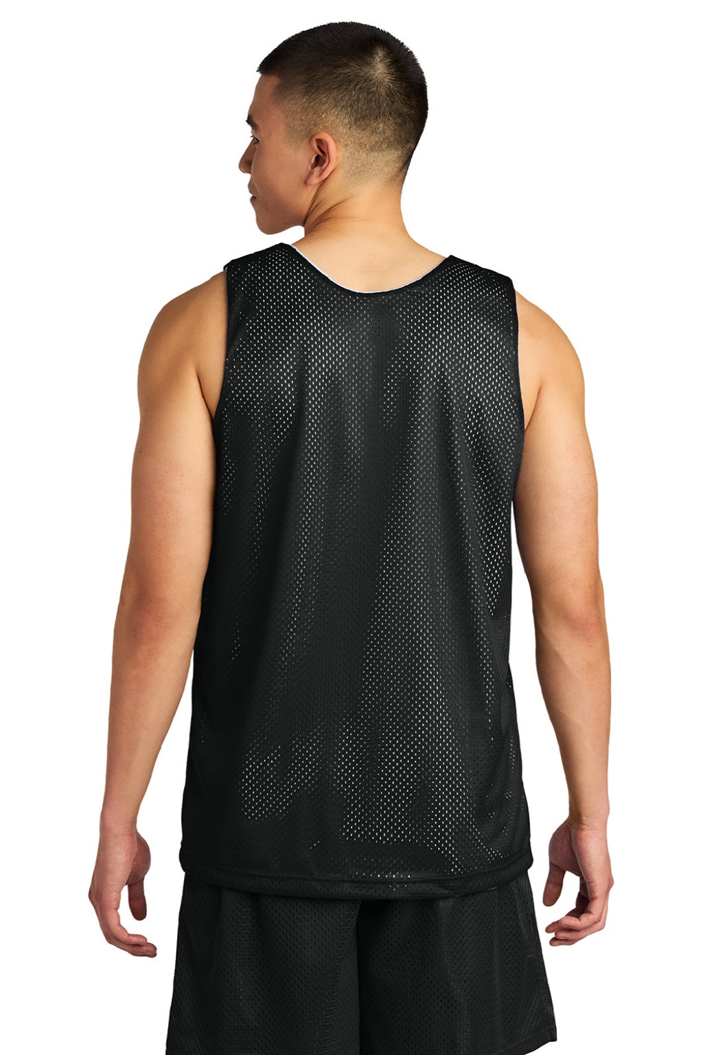 A4 A4NF1270 Mens Reversible Mesh Moisture Wicking Tank Top Black Model Back