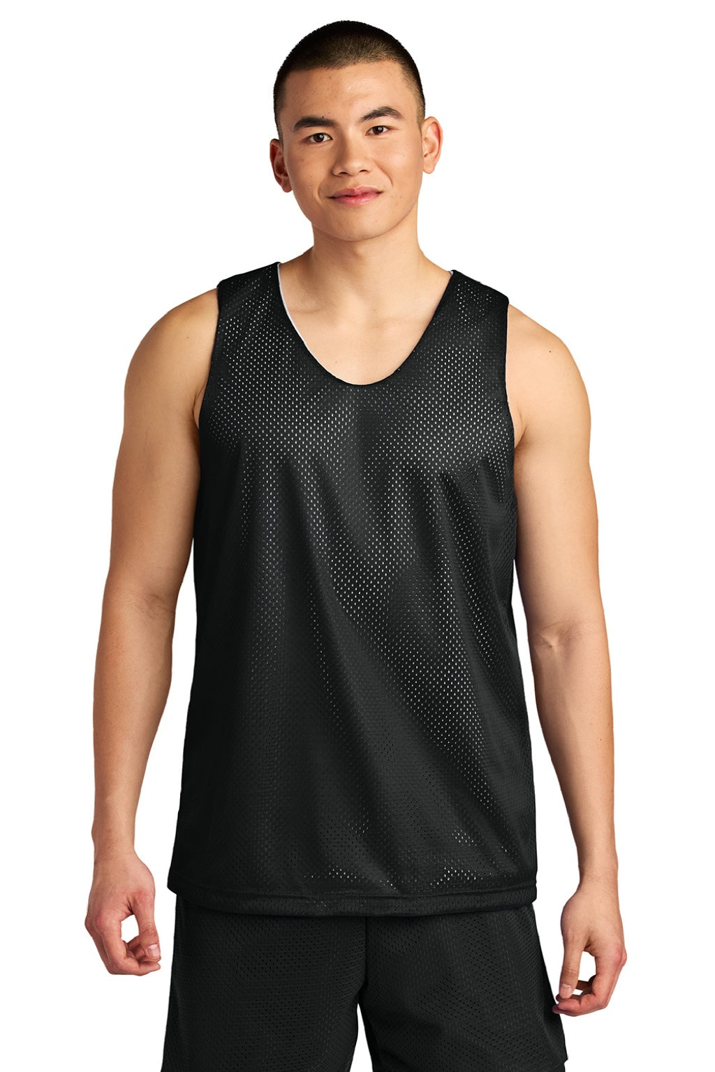 A4 A4NF1270 Mens Reversible Mesh Moisture Wicking Tank Top Black Model Front