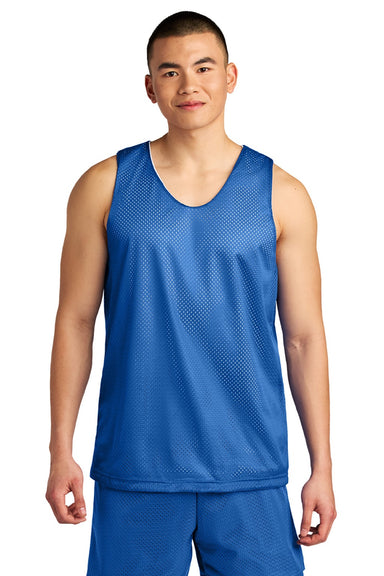 A4 A4NF1270 Mens Reversible Mesh Moisture Wicking Tank Top Royal Blue Model Front