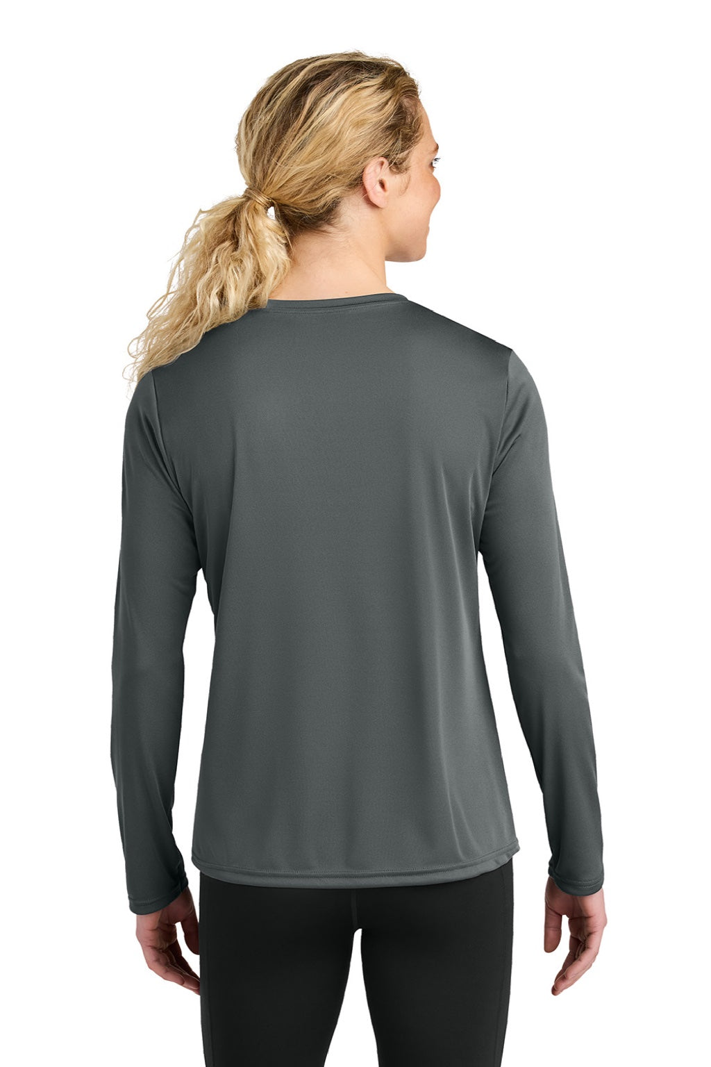 A4 A4NW3002 Womens Cooling Performance Long Sleeve Crewneck T-Shirt Graphite Grey Model Back