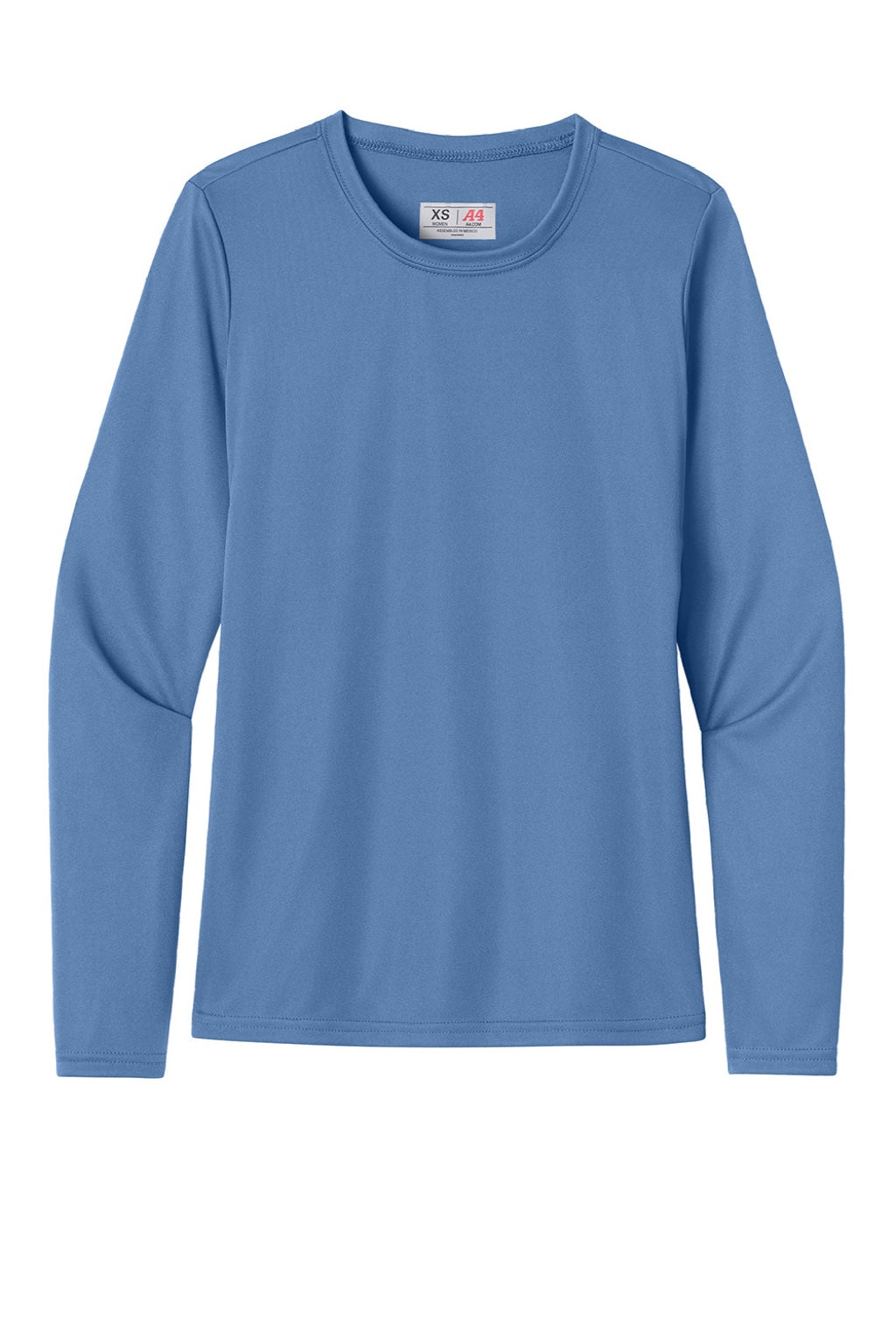 A4 A4NW3002 Womens Cooling Performance Long Sleeve Crewneck T-Shirt Light Blue Flat Front