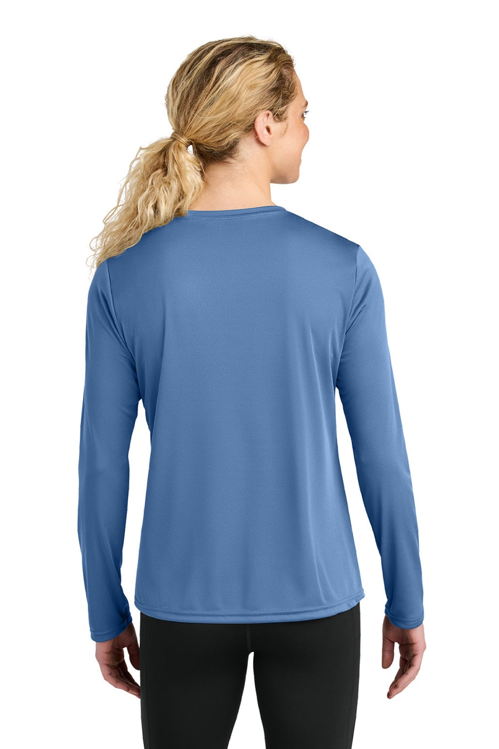 A4 A4NW3002 Womens Cooling Performance Long Sleeve Crewneck T-Shirt Light Blue Model Back