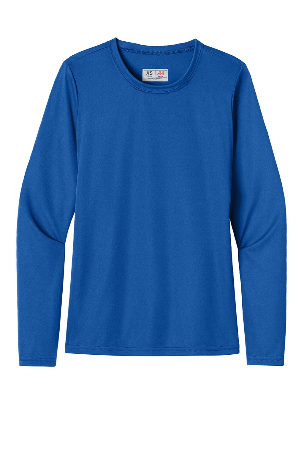 A4 A4NW3002 Womens Cooling Performance Long Sleeve Crewneck T-Shirt Royal Blue Flat Front