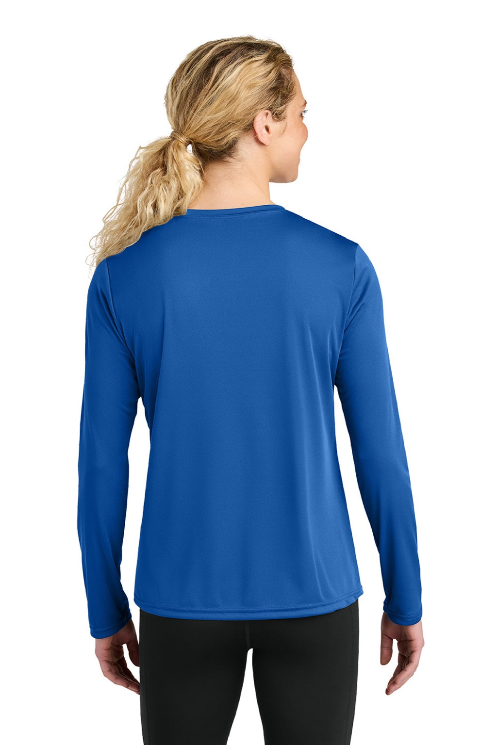 A4 A4NW3002 Womens Cooling Performance Long Sleeve Crewneck T-Shirt Royal Blue Model Back