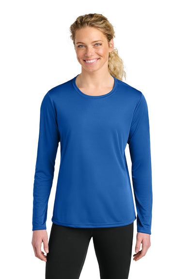 A4 A4NW3002 Womens Cooling Performance Long Sleeve Crewneck T-Shirt Royal Blue Model Front