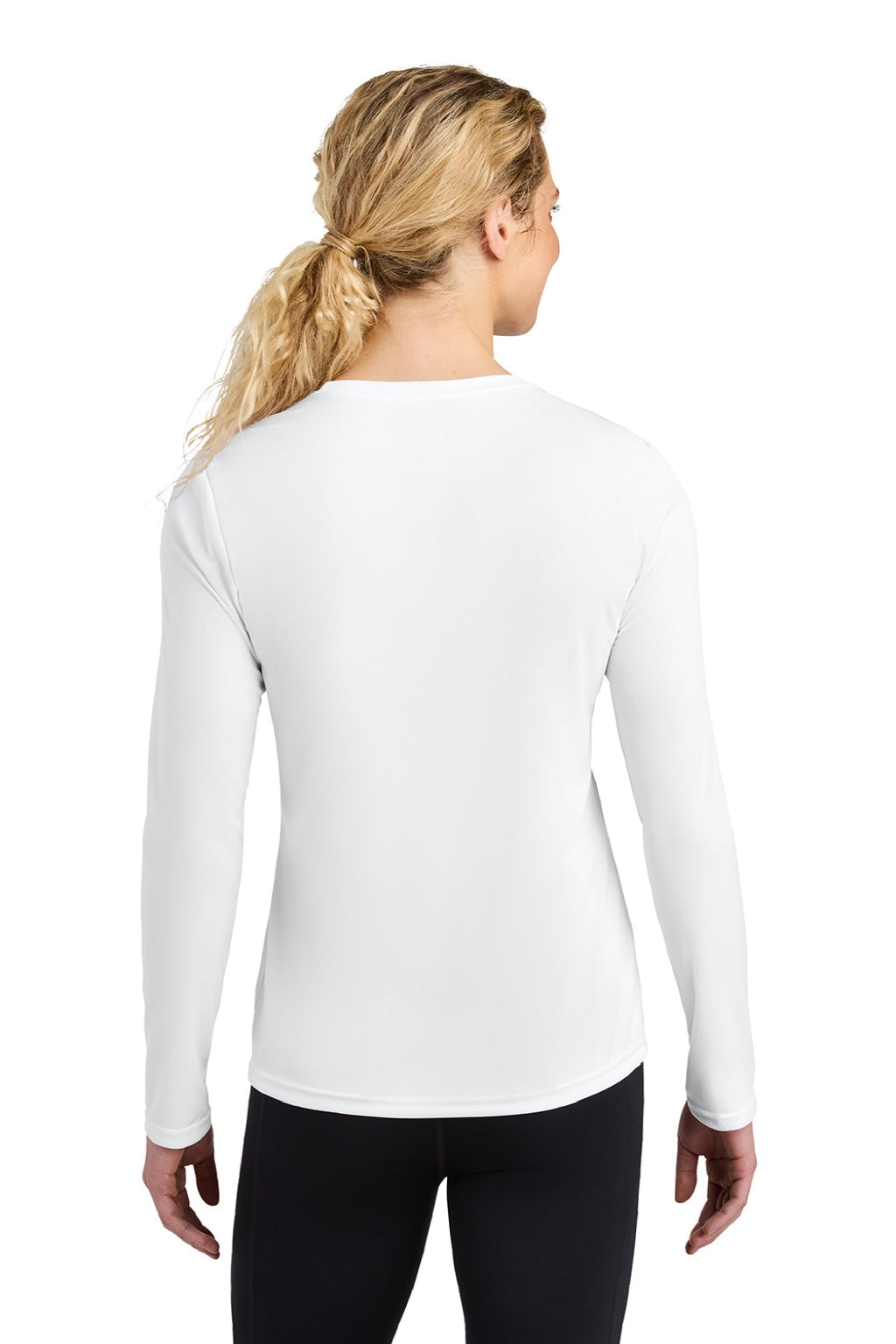 A4 A4NW3002 Womens Cooling Performance Long Sleeve Crewneck T-Shirt White Model Back