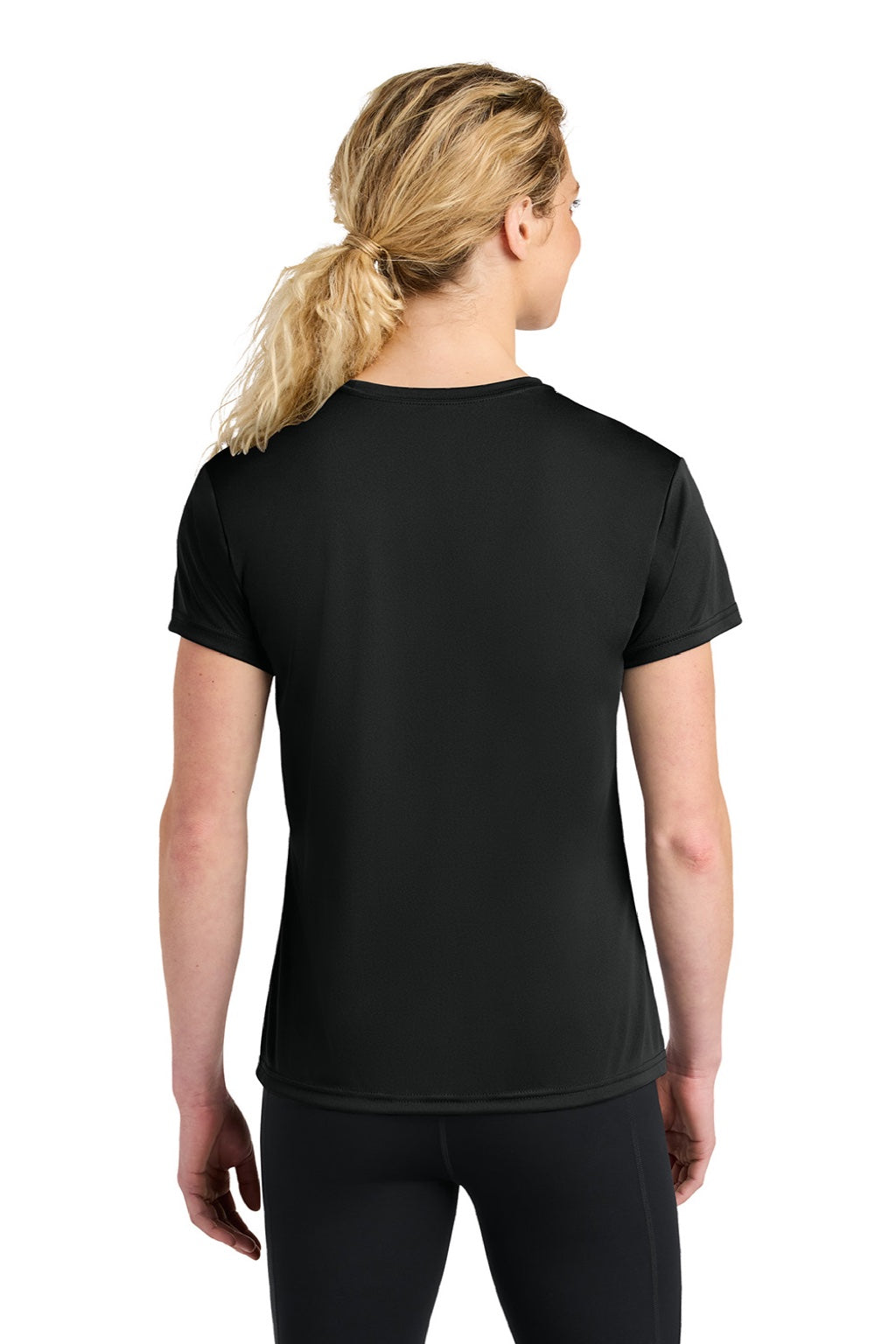 A4 A4NW3201 Womens Performance Moisture Wicking Short Sleeve Crewneck T-Shirt Black Model Back