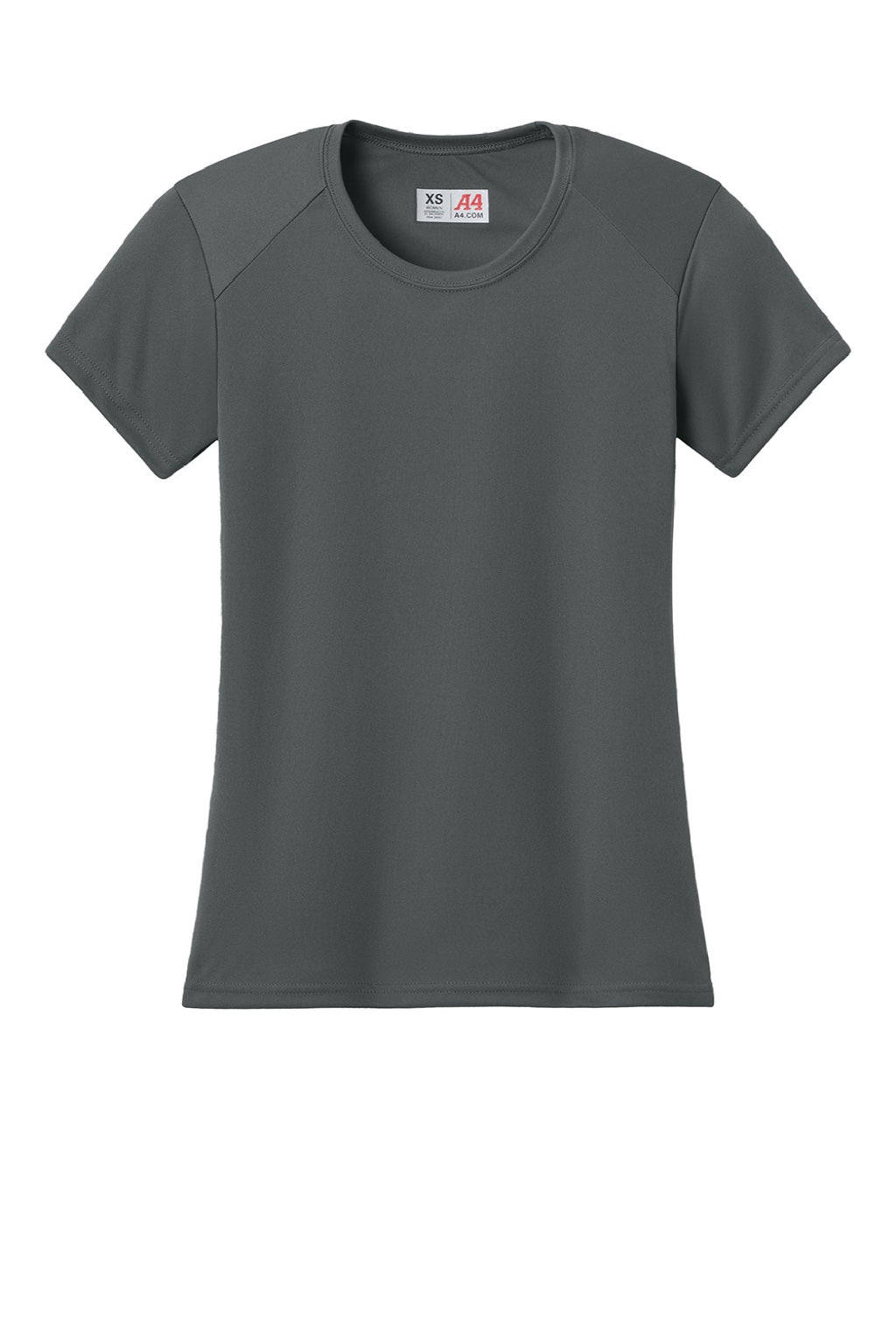 A4 A4NW3201 Womens Performance Moisture Wicking Short Sleeve Crewneck T-Shirt Graphite Grey Flat Front