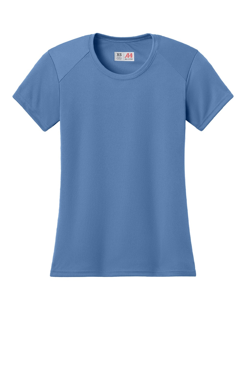 A4 A4NW3201 Womens Performance Moisture Wicking Short Sleeve Crewneck T-Shirt Light Blue Flat Front