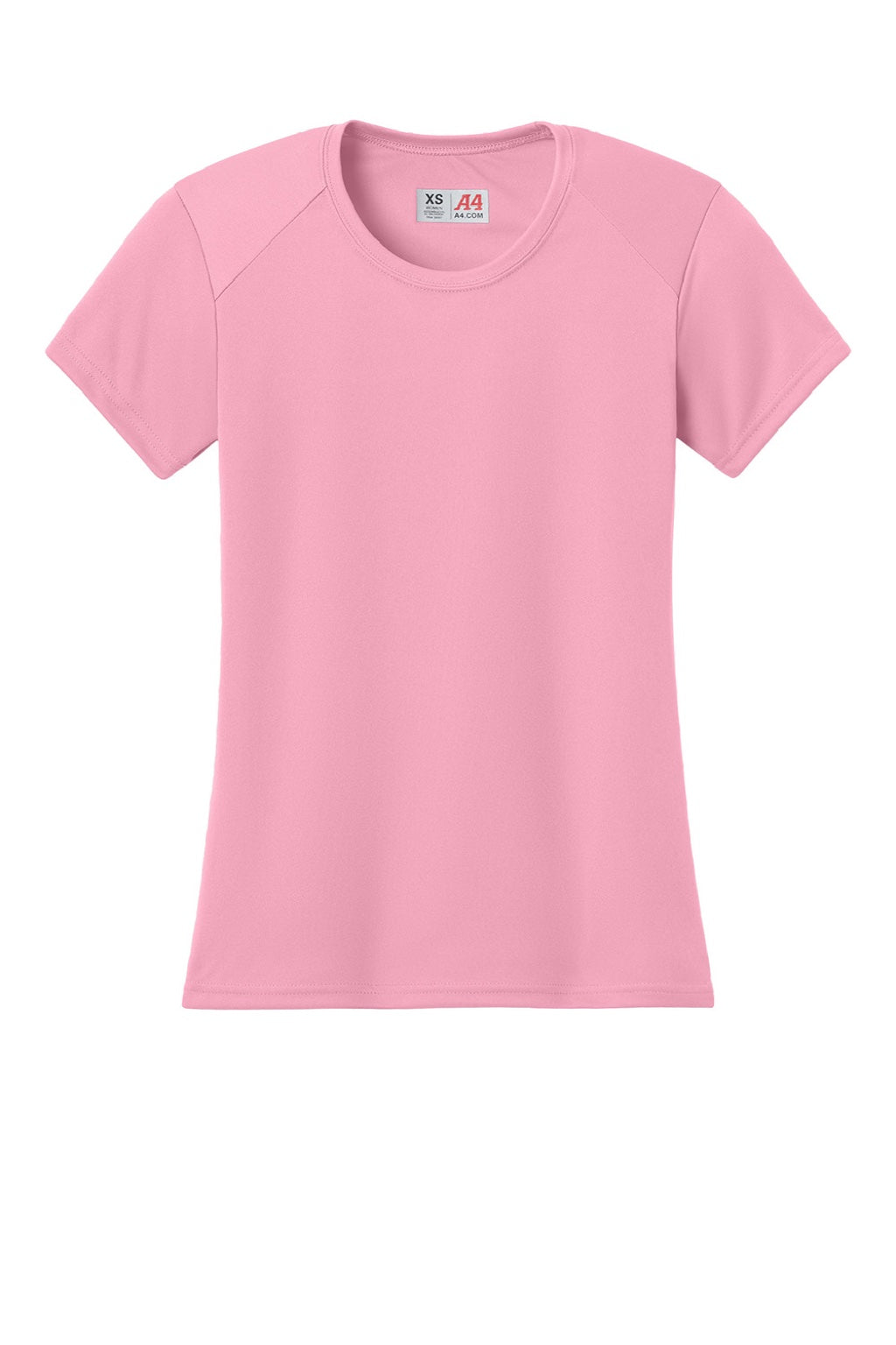 A4 A4NW3201 Womens Performance Moisture Wicking Short Sleeve Crewneck T-Shirt Pink Flat Front