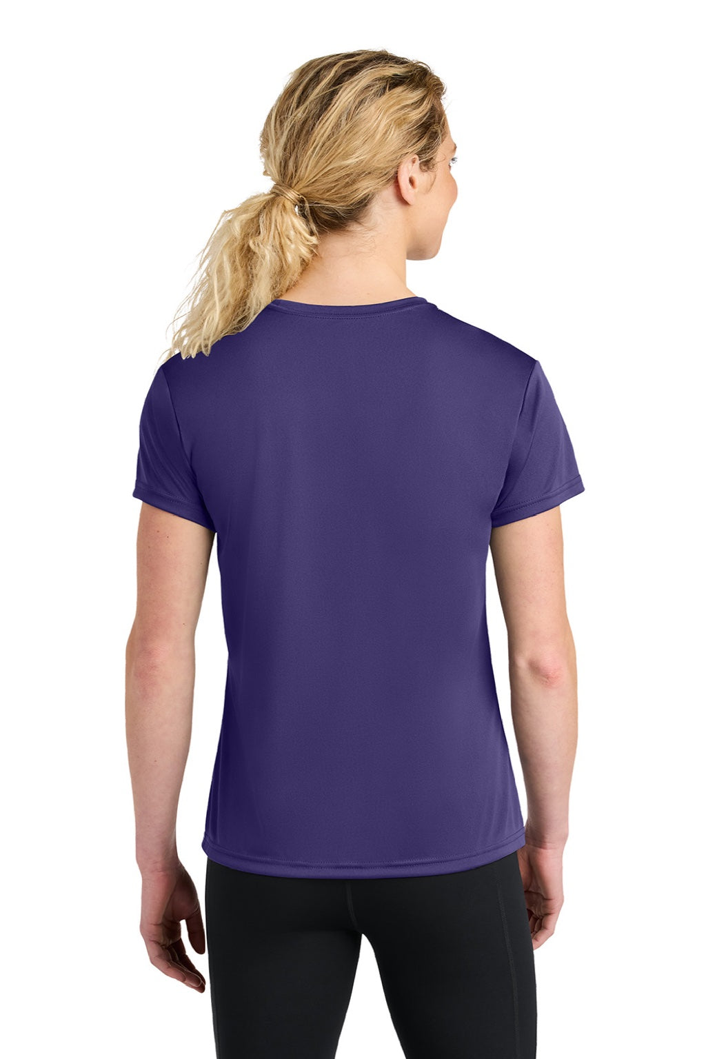 A4 A4NW3201 Womens Performance Moisture Wicking Short Sleeve Crewneck T-Shirt Purple Model Back