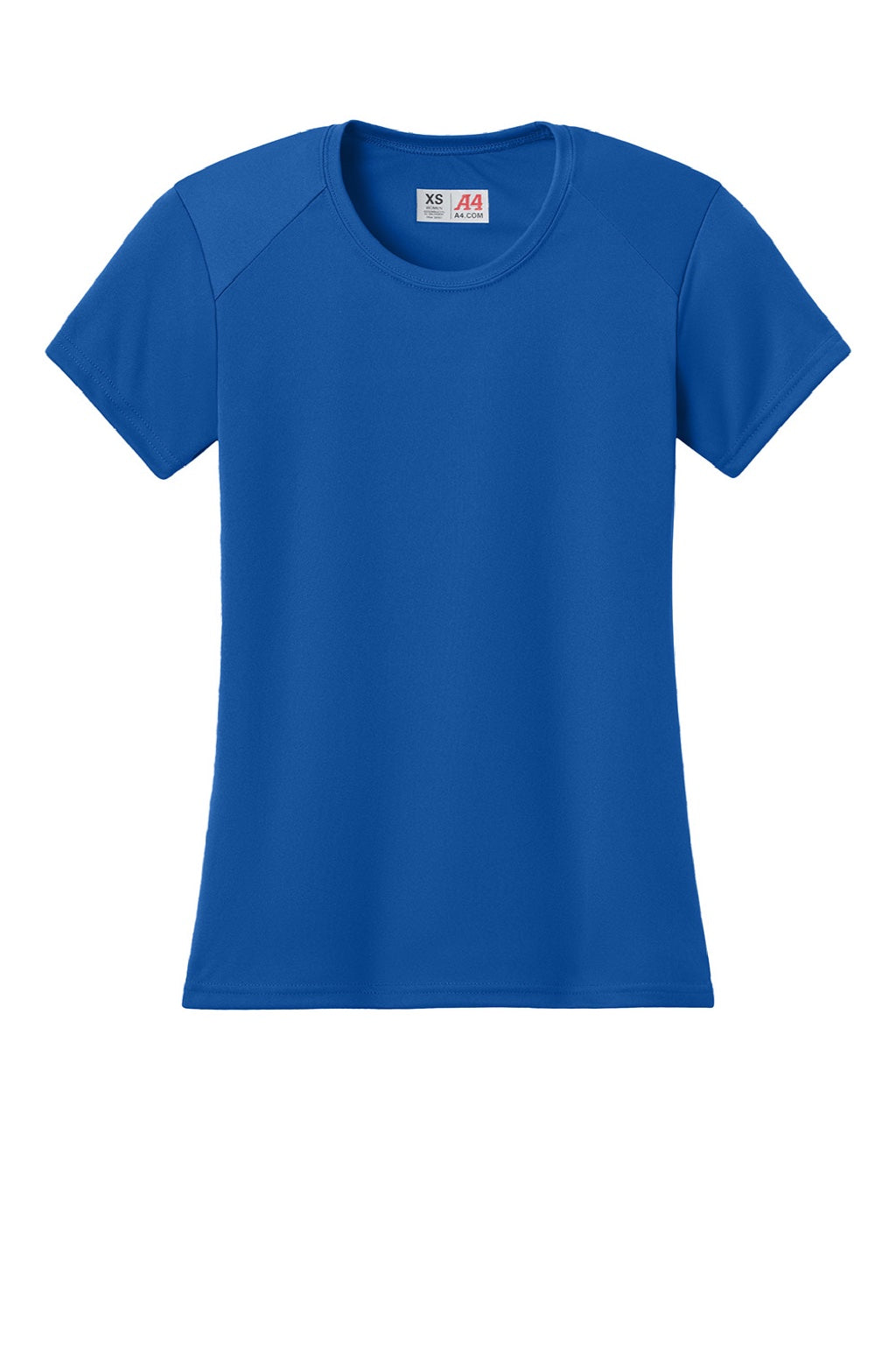 A4 A4NW3201 Womens Performance Moisture Wicking Short Sleeve Crewneck T-Shirt Royal Blue Flat Front