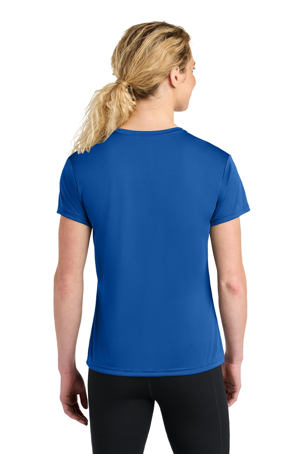 A4 A4NW3201 Womens Performance Moisture Wicking Short Sleeve Crewneck T-Shirt Royal Blue Model Back