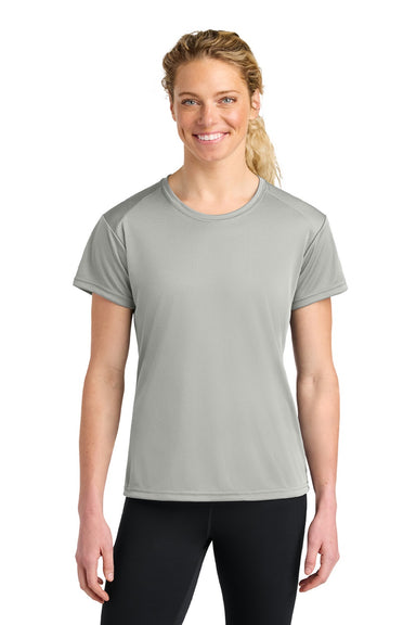 A4 A4NW3201 Womens Performance Moisture Wicking Short Sleeve Crewneck T-Shirt Silver Grey Model Front