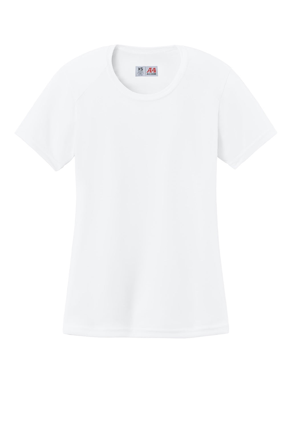 A4 A4NW3201 Womens Performance Moisture Wicking Short Sleeve Crewneck T-Shirt White Flat Front