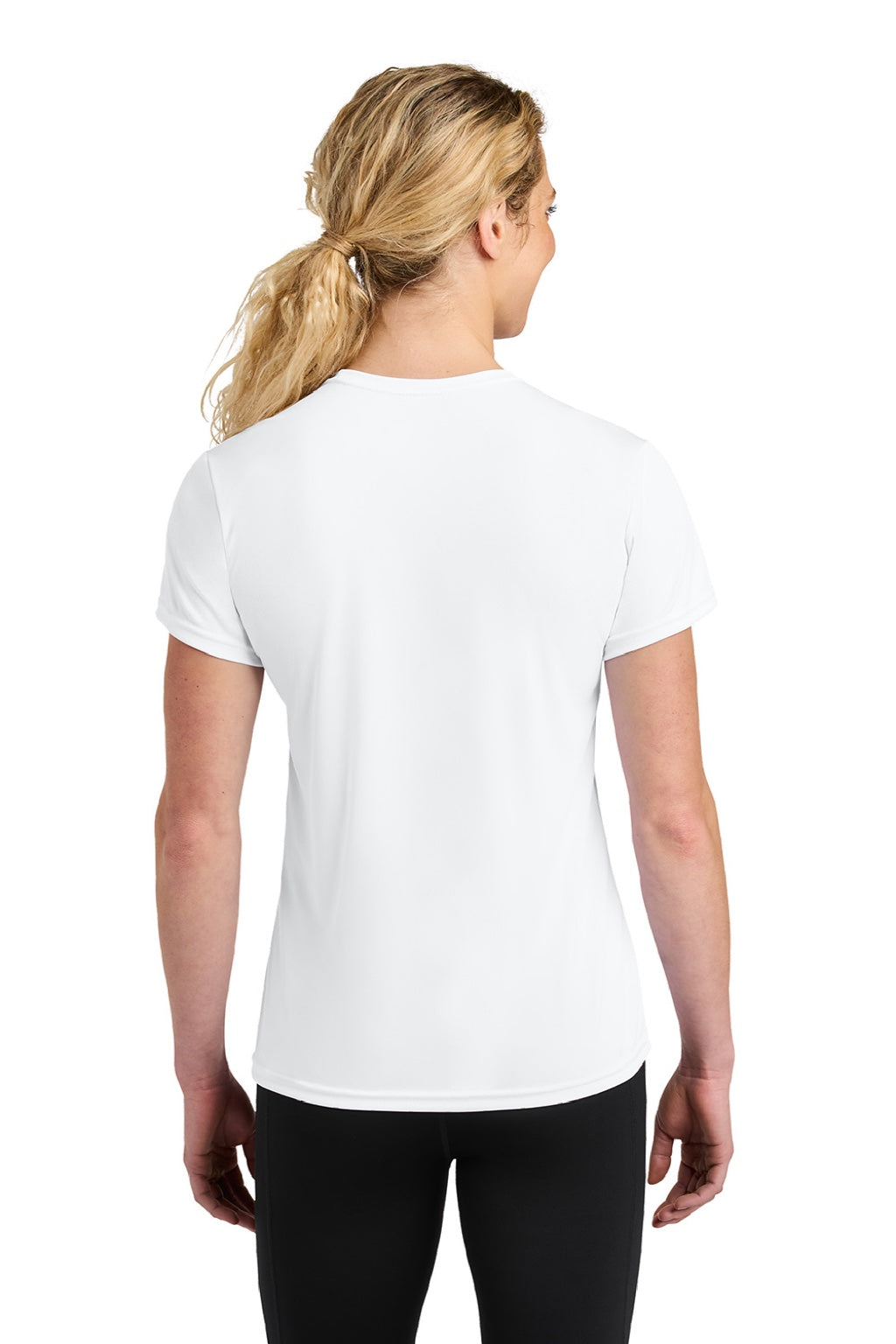A4 A4NW3201 Womens Performance Moisture Wicking Short Sleeve Crewneck T-Shirt White Model Back