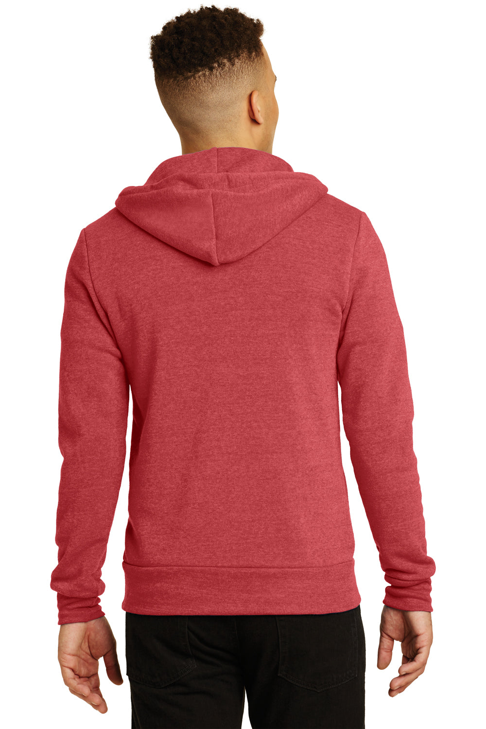 Alternative AA9590/9590 Mens Rocky Eco Fleece Full Zip Hooded Sweatshirt Hoodie Eco True Red Model Back