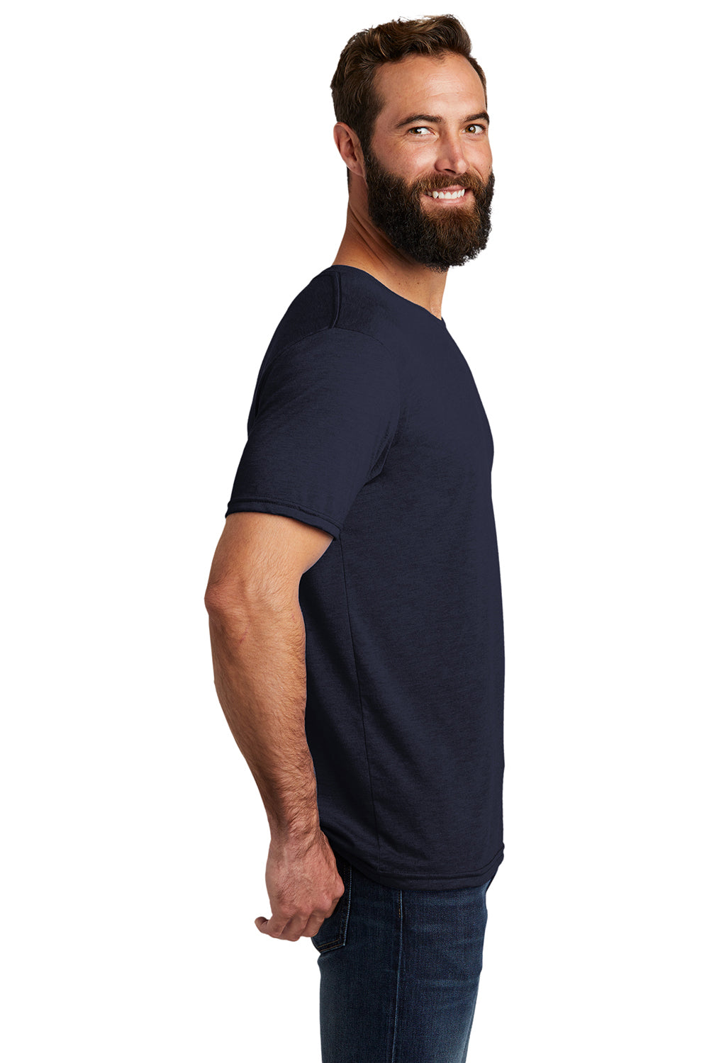 Allmade AL2004 Mens Short Sleeve Crewneck T-Shirt Night Sky Navy Blue Model Side