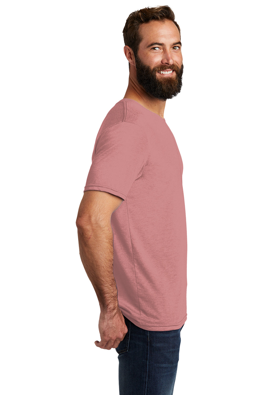 Allmade AL2004 Mens Short Sleeve Crewneck T-Shirt Vintage Rose Pink Model Side